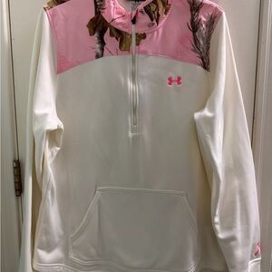 Under Armour Pink and White Half-Zip Pullover. Breast Cancer Awareness Cold Gear